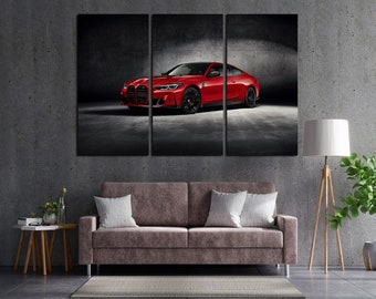 BMW M4 G82 Competition wall art prints BMW big wall decoration Supercar art BMW canvas set for wall decor Gift for him Cool office decor