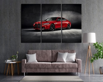 BMW M4 G82 Wettbewerb Wandkunst Kunstdrucke BMW Supercar Kunst große Wanddekoration Supercar Kunst BMW Leinwandset für Wanddekor Geschenk für Ihn Coole Bürodeko