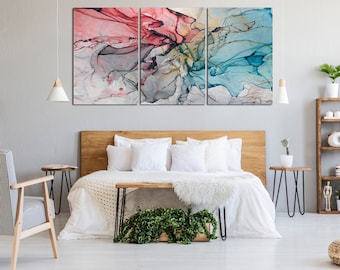Láminas artísticas de mármol de lujo: accesorio de decoración contemporáneo para hogares sofisticados, imagen colorida impresa en lienzo, obra de arte moderna