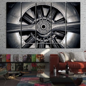 Cool airplane engine wall art canvas set. Aircraft wall decor. Airplane poster. Engine wall art. Office decor. Living room wall decor.
