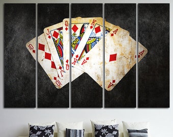 Royal Flush Canvas Print: Modern Poker Wall Art Set
