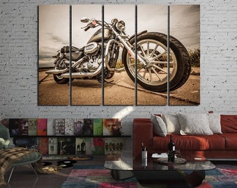 Harley Davidson wall art, Harley Davidson wall decor, Office wall decor, Harley Davidson canvas art, Motorbike art, Motorcycle canvas