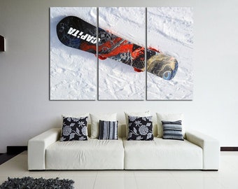 Capture the thrill of winter sports with this snowboard printed canvas set. Enhance your office or living space with this snowboard wall art
