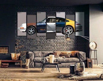 Porsche wall art. 911 canvas set. Living room decor. Porsche poster. Office decor. Porsche print. Porsche canvas art. Modish canvas set