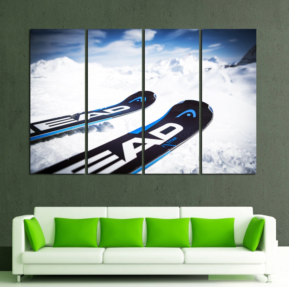 Colorful picture of ski wall art canvas set. Winter sport Etsy