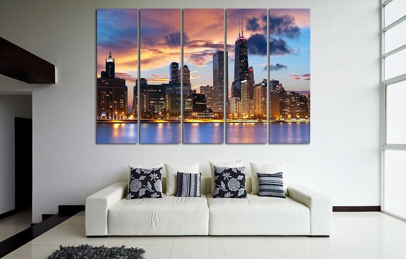 Chicago wall art canvas set. Etsy