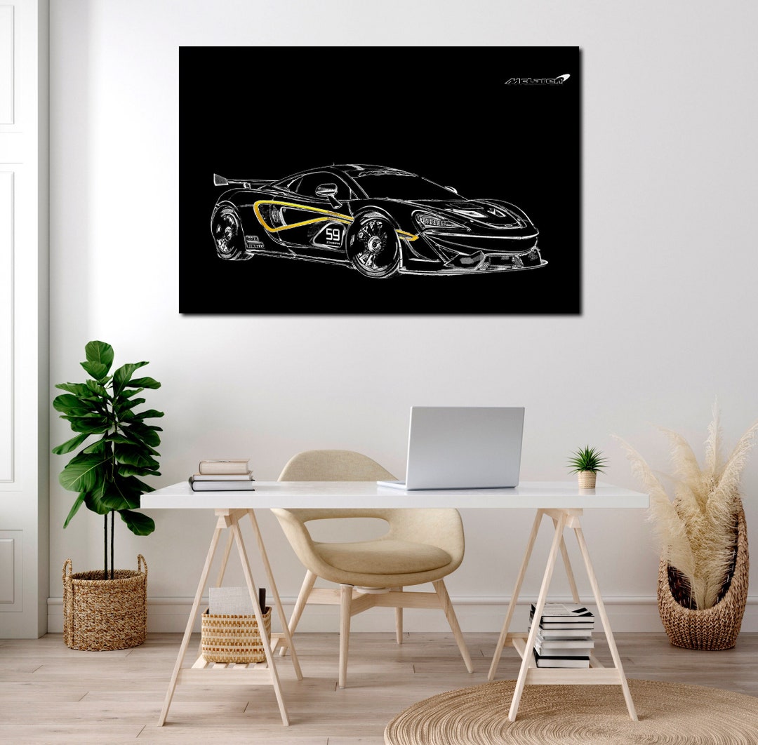MERCEDES BENZ SLR MCLAREN BLACK GICLEE CANVAS ART PRINT POSTER