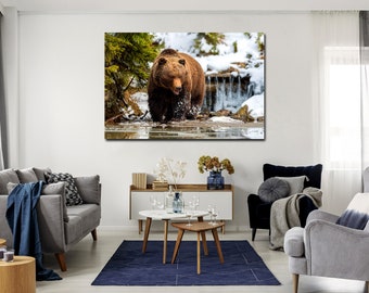 Arte mural de osos: decoración de vida silvestre, arte para sala de estar