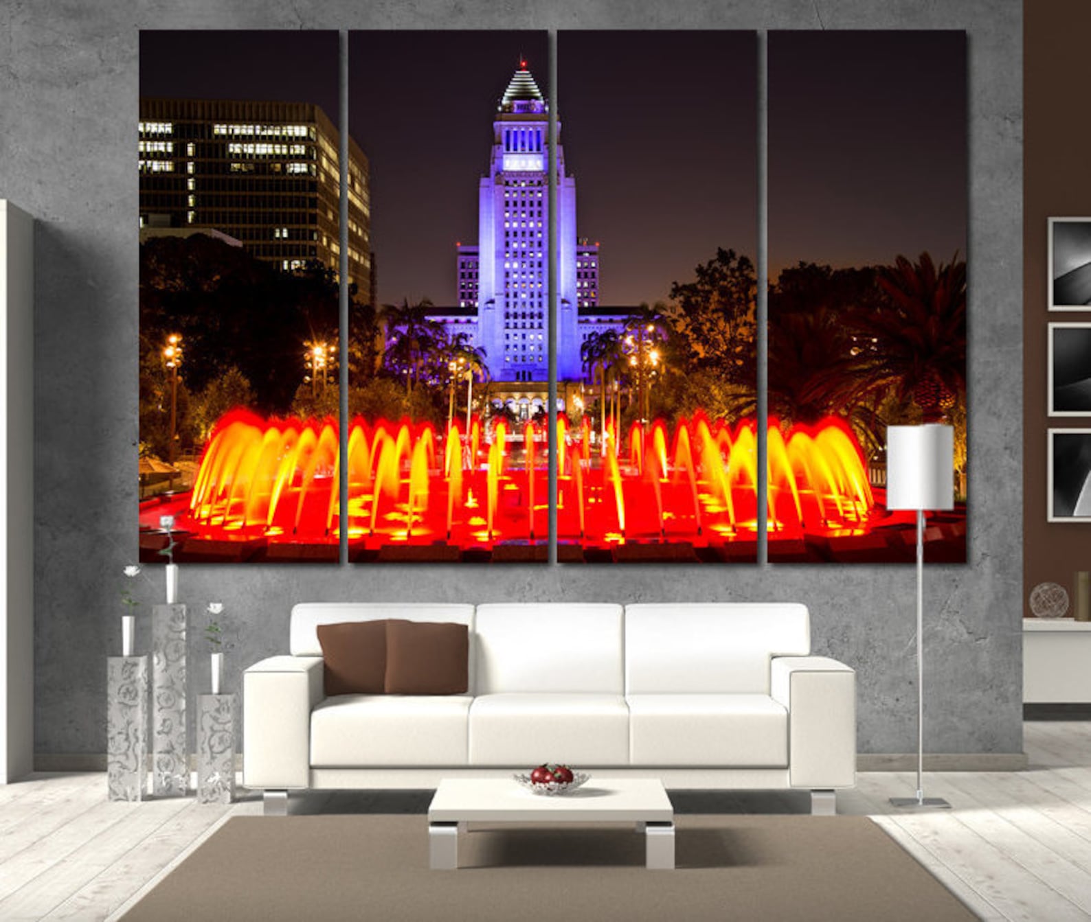 Los Angeles wall art canvas art. California poster. Cityscape Etsy