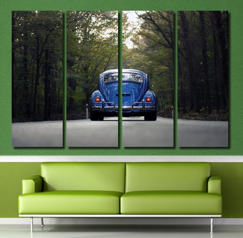 VW Wall Art Retro Car Wall Art Beetle Canvas Retro Car Wall Etsy