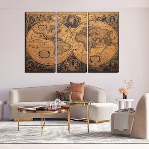 carte du monde vintage wall art canvas set Carte du monde imprimer toile Décor de salon Décor mural de chambre Affiche de carte antique Décoration de ferme image 6