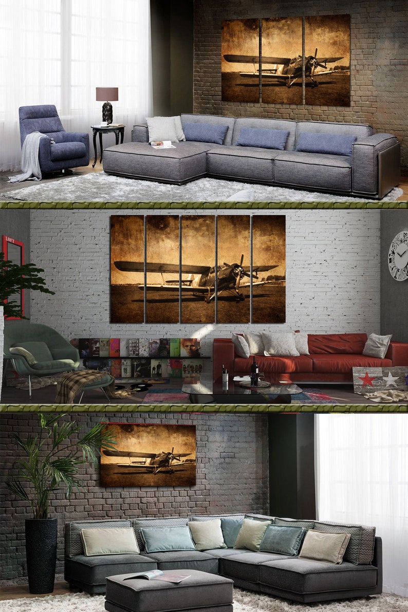 Vintage Airplane Wall Art Canvas Set. Aviation Art. Aircraft Etsy