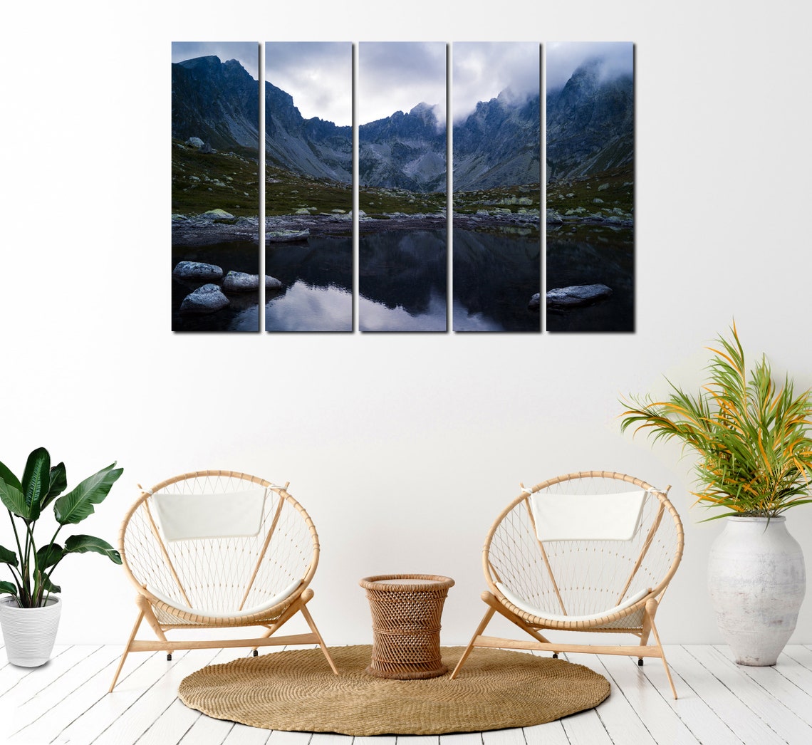 Mountains and Lake Wall Art Canvas Set. Beautiful Modish Wall Etsy