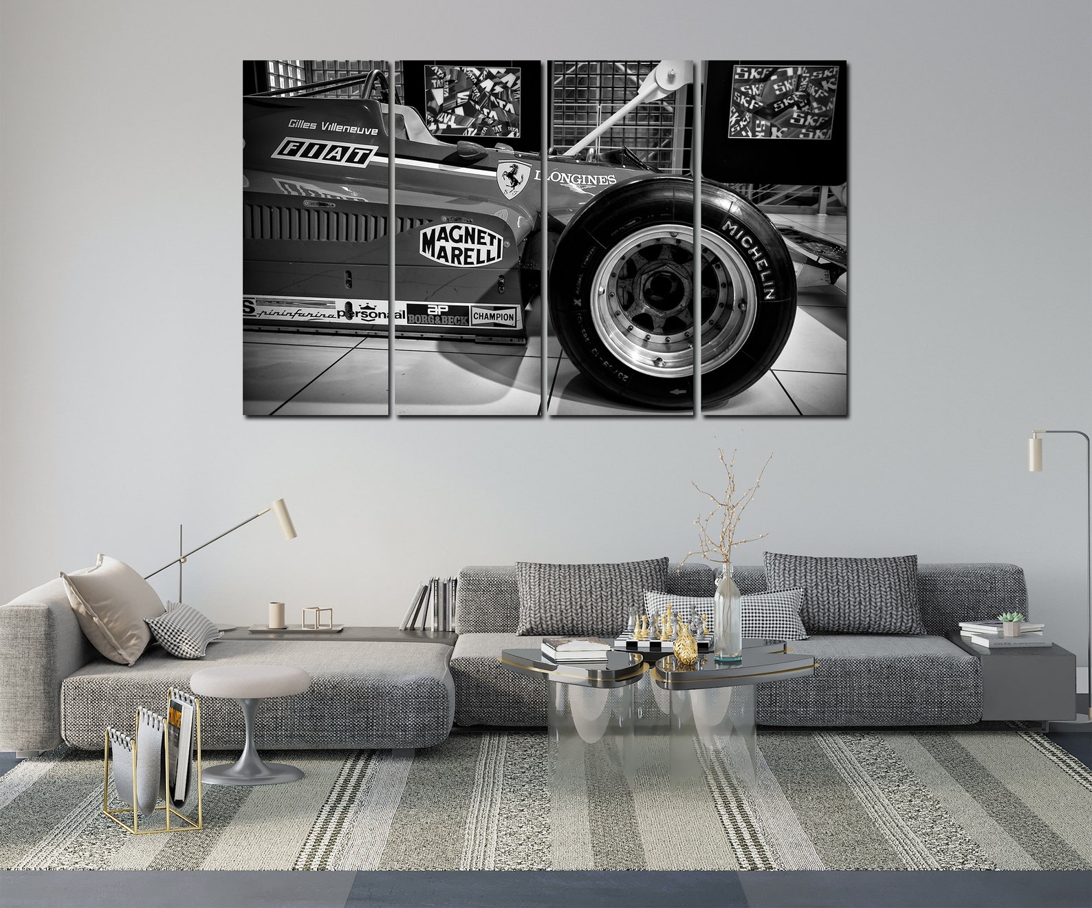 Cool Image of Retro Ferrari F1 Wall Art Canvas Set. Very Fast Etsy