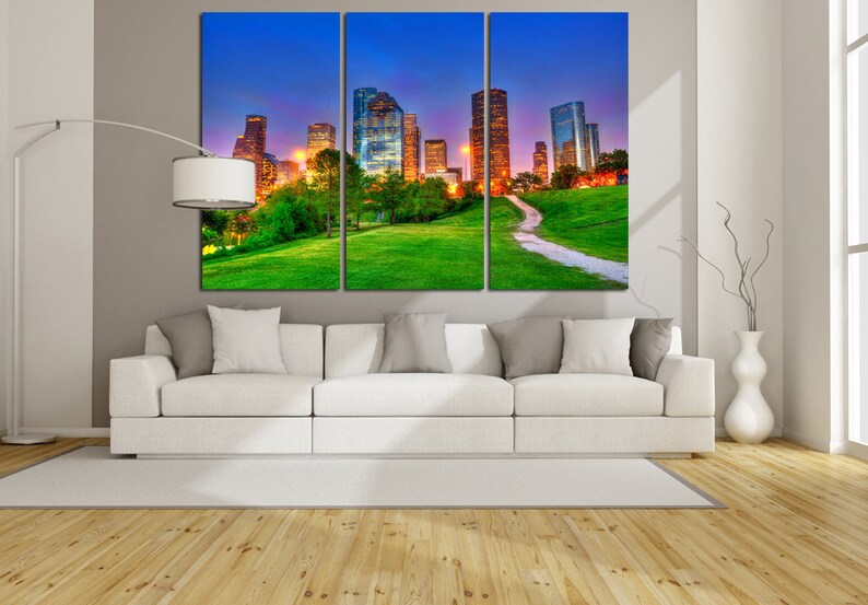 Houston City Houston Canvas Houston skyline Houston print Etsy