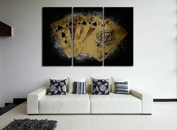 Poker Wall Art Canvas Set Contemporary Wall Art Living Room Decor Game Room  Wall Art Casino Wall Decor Office Decor Royal Flush Art 