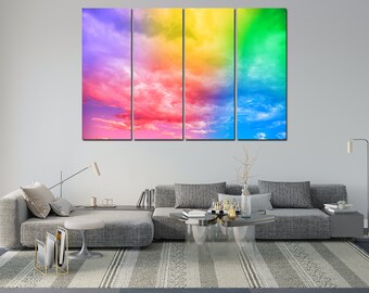 Multicolored Sky Wall Art Canvas Set Amazing Art Sky with Colorful Clouds Modern Office Decoration Cool Home Decor Idea Modish poster