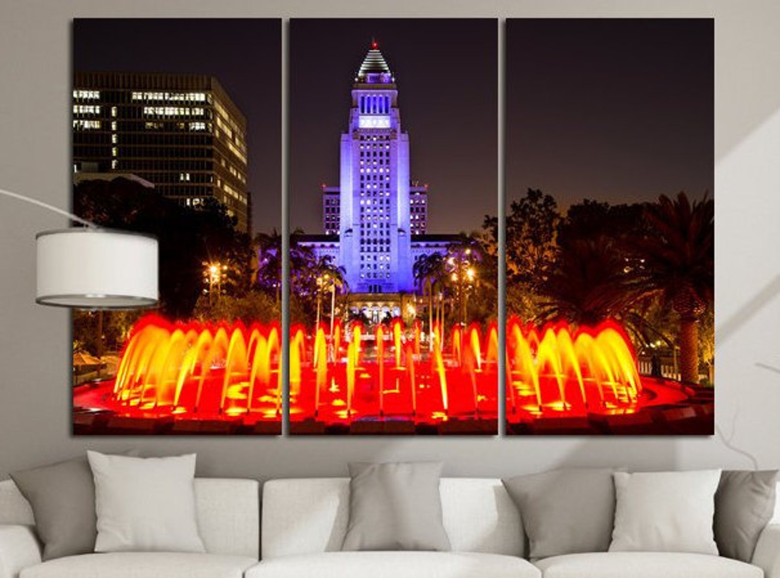 Los Angeles wall art canvas art. California poster. Cityscape Etsy