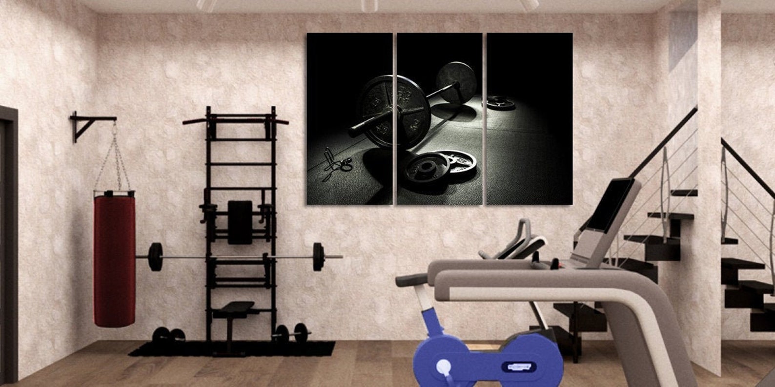 Gym wall art canvas set. Home gym art poster. Motivation Etsy