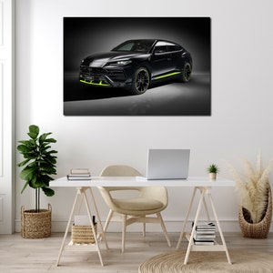 Black Urus wall art - Lamborghini wall decor, Office wall decoration, Lamborghini Urus art prints, Big wall decor, Lamborghini poster
