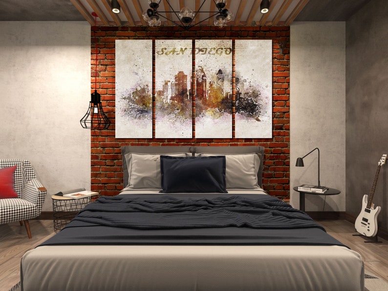 San Diego wall art Contemporary abstract decor Watercolor Etsy