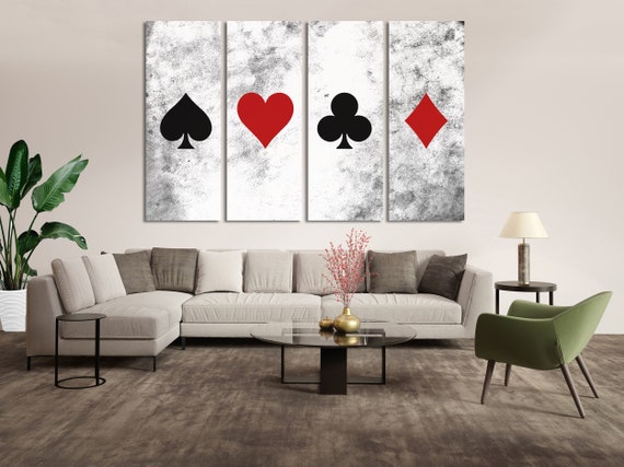 Poker Playing Cards Printed on Canvas for Wall Decoration - Etsy ...