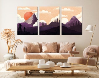 Conjunto de arte minimalista japonés en lienzo: decoración de pared moderna zen
