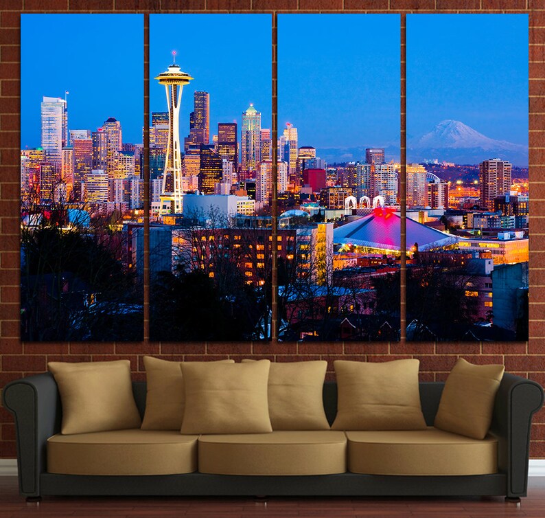 Seattle Seattle Wall Art Seattle Wall Decor Seattle Skyline Etsy