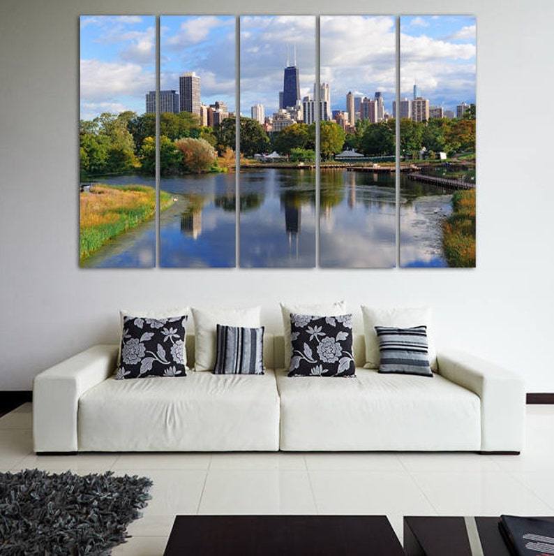Chicago wall art canvas set. Etsy