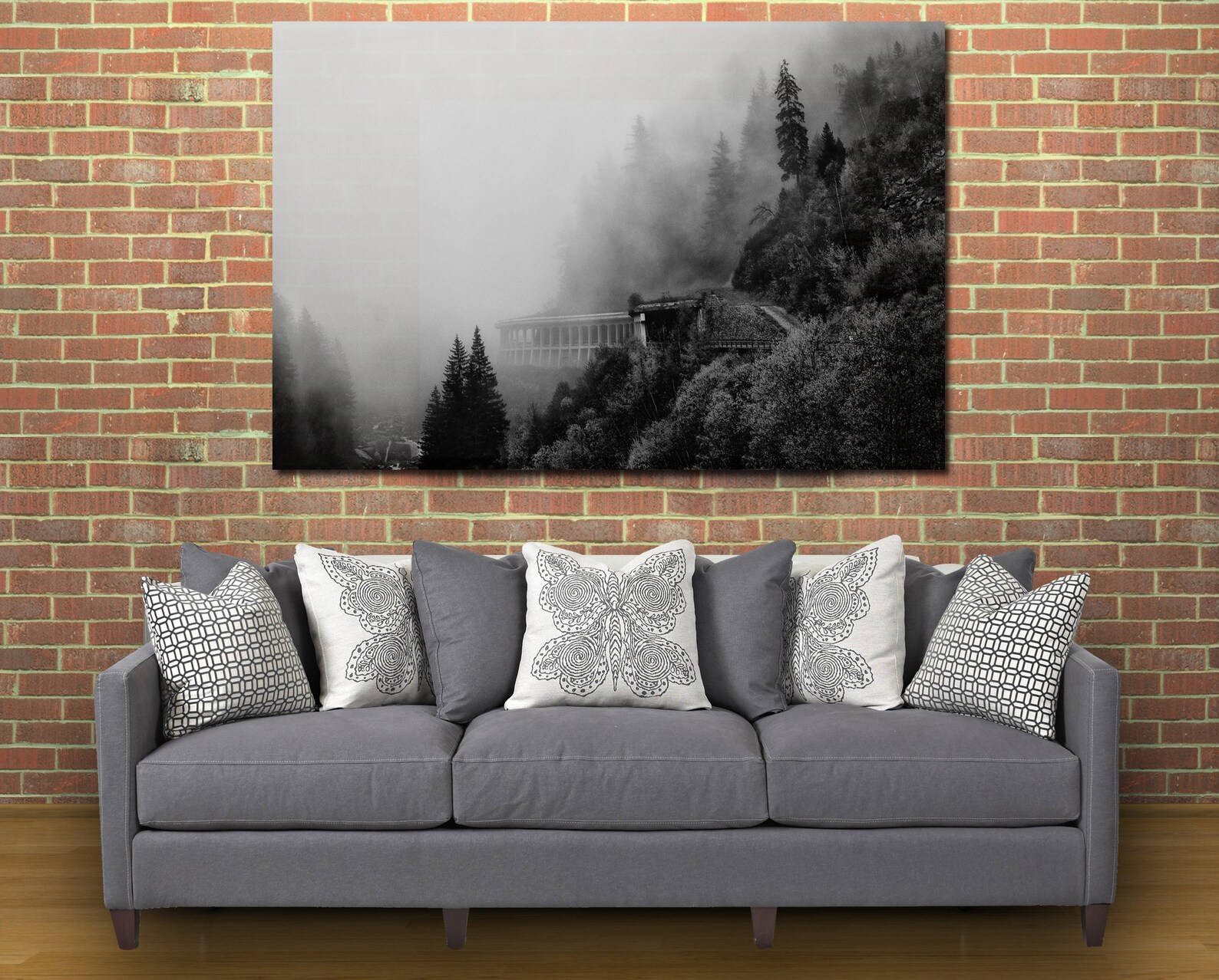 Foggy Forest Wall Art Canvas Set Cloudy Forest Art Nature Etsy