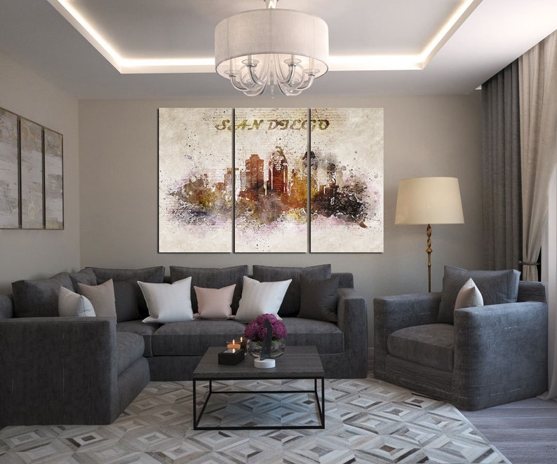 San Diego wall art Contemporary abstract decor Watercolor Etsy