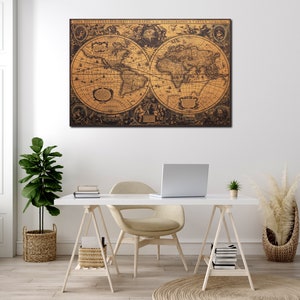 carte du monde vintage wall art canvas set Carte du monde imprimer toile Décor de salon Décor mural de chambre Affiche de carte antique Décoration de ferme image 5