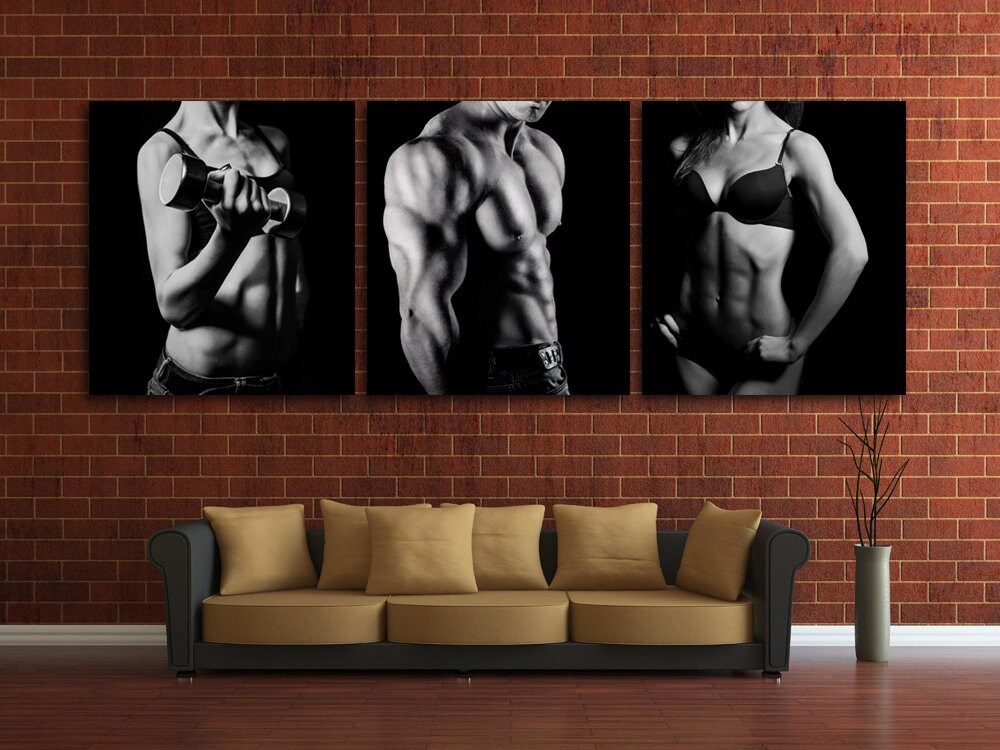 Gym wall art canvas set. Home gym wall decor. Motivation art. Etsy