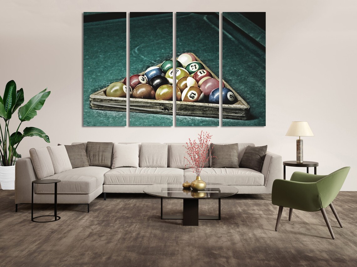 Billiard wall art canvas set. Game room decor. Billiard wall Etsy