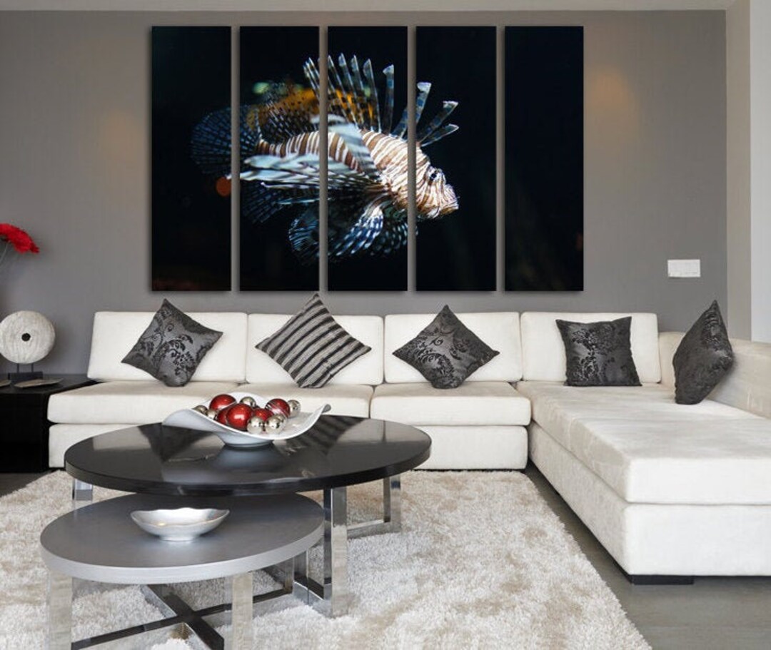 Lionfish Wall Art Canvas Set for Wall Decoration. Colorful Print on