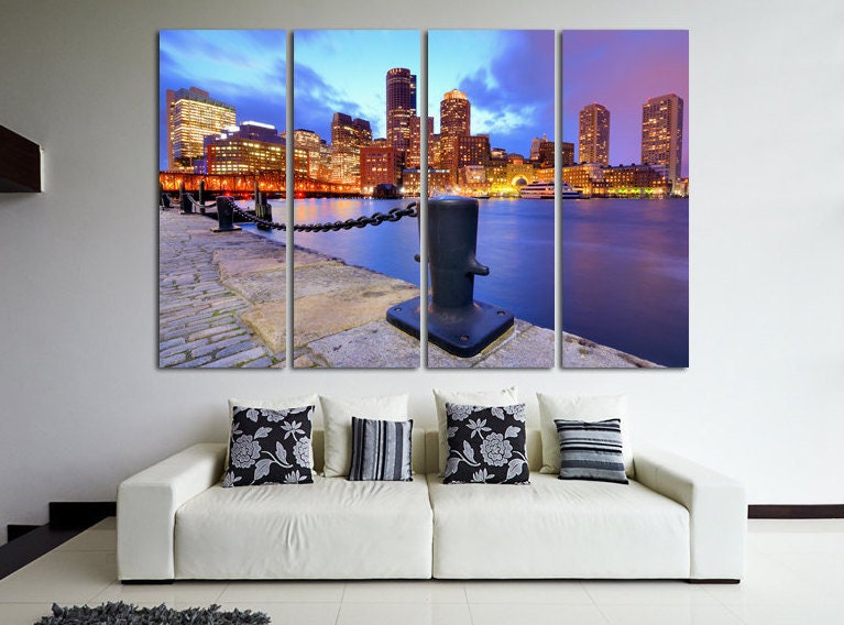 Boston wall art canvas set Living room decoration Boston Etsy