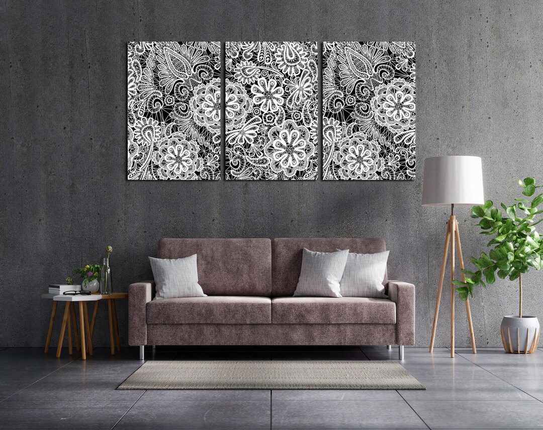Abstract Flowers Art Prints - Black and White Wall Art Canvas Set ...