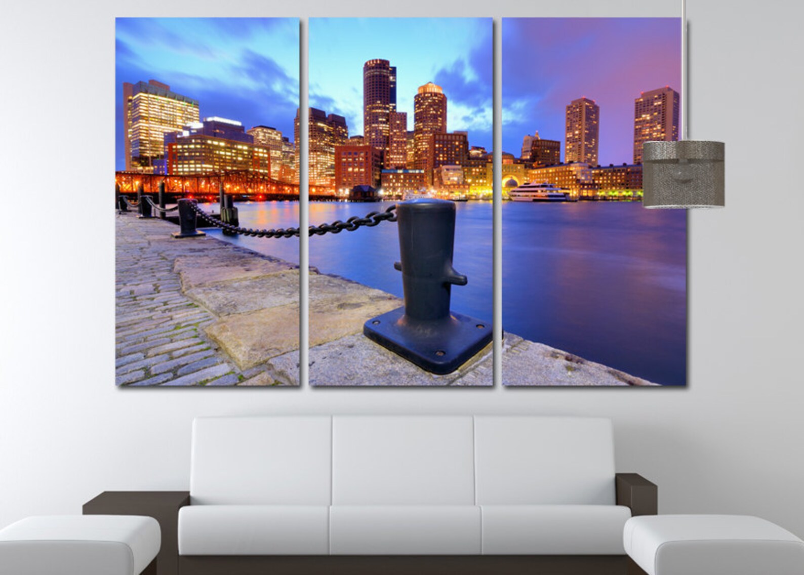 Boston wall art canvas set Living room decoration Boston Etsy