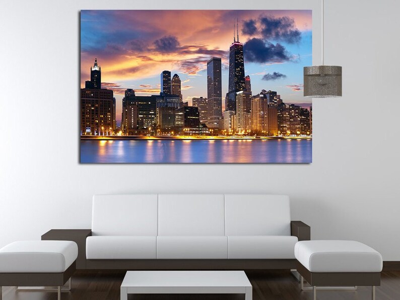 Chicago wall art canvas set. Etsy