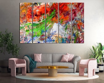 Colorful Oil Painting Wall Art Canvas Set Abstract Artwork Modern Colorful Home Decoration Cool Bright Office Decor Idea Modish Poster