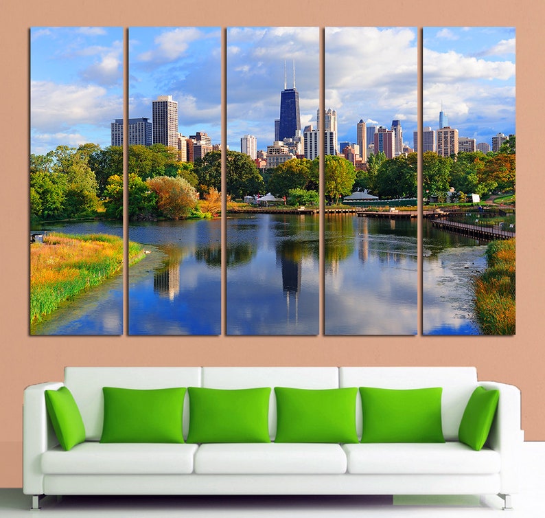 Chicago wall art canvas set. Etsy