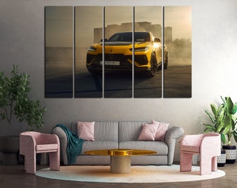 Lamborghini wall decor Yellow Urus wall art Living room wall decoration Gift for him Lamborghini Urus art prints Lamborghini poster