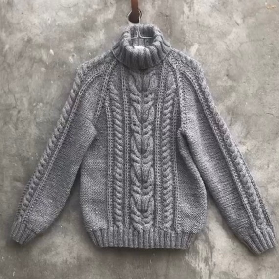 Coltrui vissers trui Ierse trui gebreide heren wollen trui kabel gebreide winter Aran trui hoge hals gevlochten trui warm cadeau hem Etsy Nederland