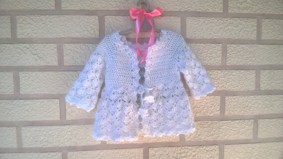 White Crocheted Little Girl Cardigan