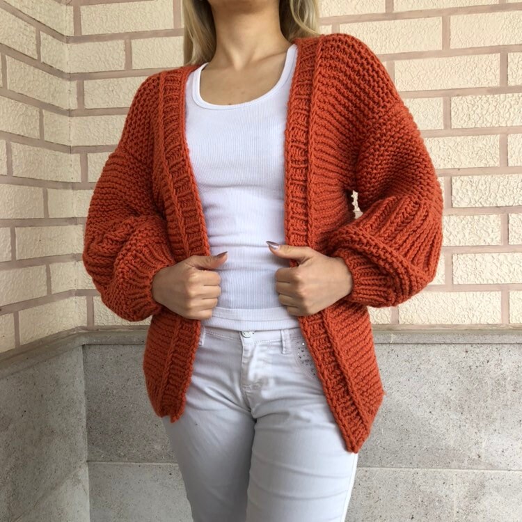 Orange Cardigan - Etsy