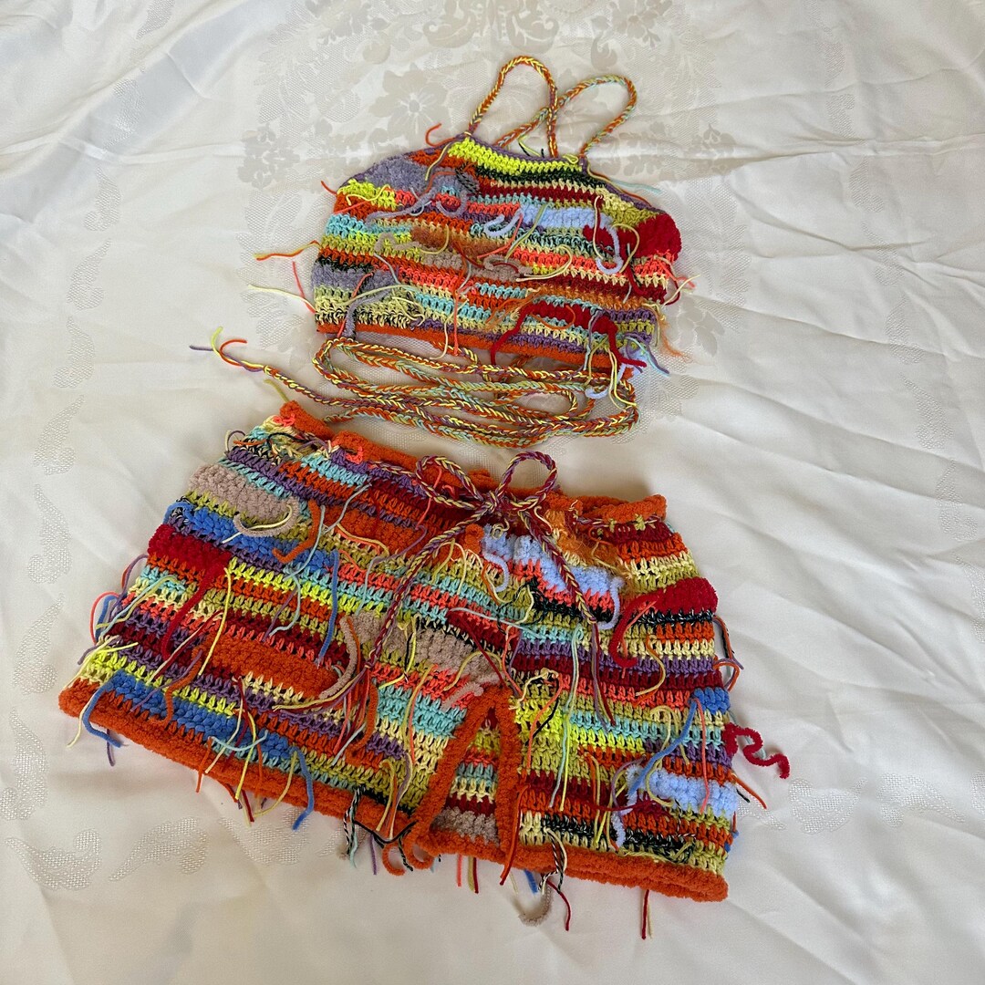 Festival Ready - Multicoloured Crochet Cropped Knit main image 0