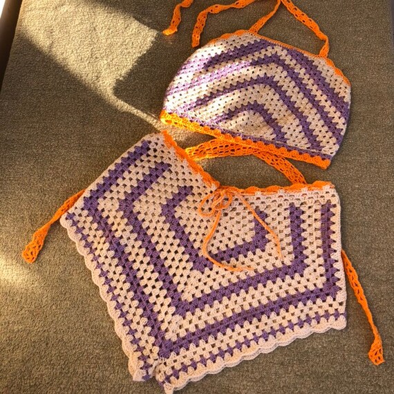 High waisted crochet shorts set woman Festival Coachella Etsy