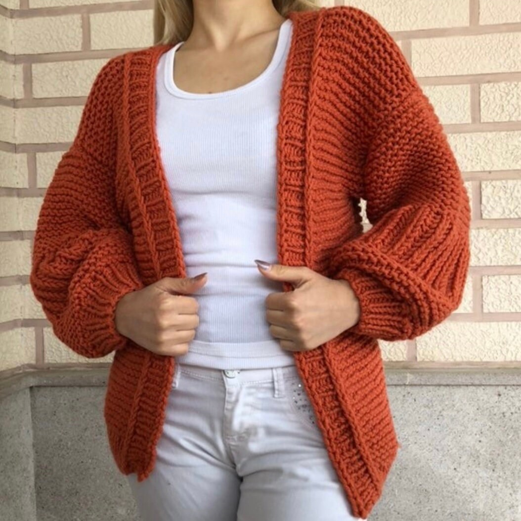 Women's Vibrant Chunky Knit Open Front Cropped Cardigan Sweater