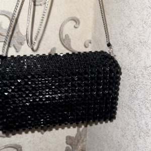 Bolso de cuentas Bolso de mano con cuentas para el hombro Bolso de mano con cuentas brillantes Bolso de mano con cristales Bolso de mano de lujo para mujer Bolso cruzado de noche negro con cuentas acrílicas Regalo para mujer