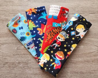 Fun Superhero Cloth Napkins for Children, Set of 4 Flannel Napkins